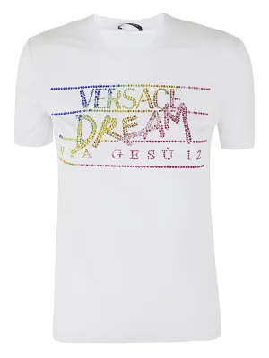 Versace Embellished Short Sleeved Crewneck T-Shirt