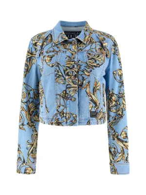 Versace Jeans Couture Baroque Print Cropped Denim Jacket