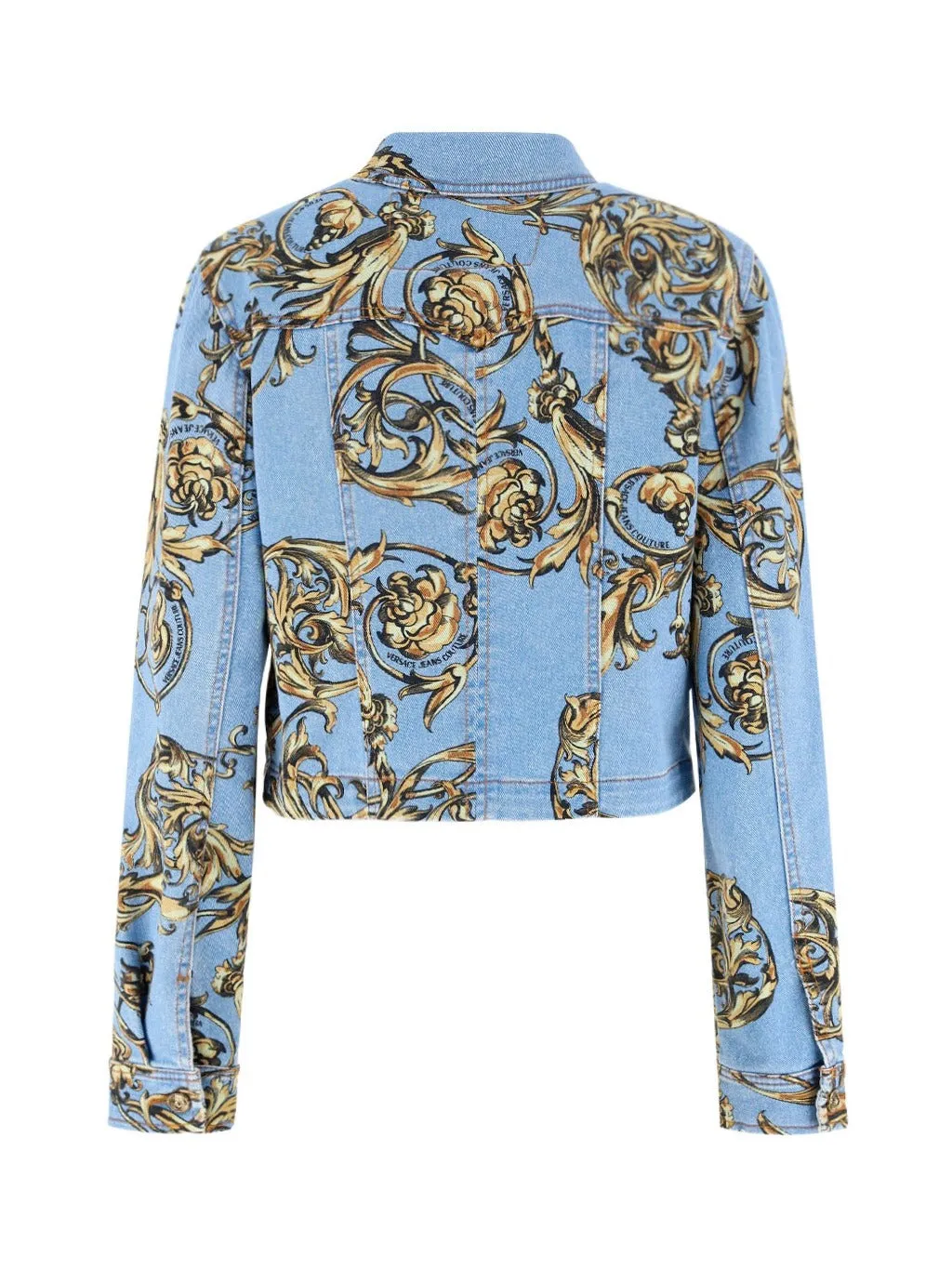 Versace Jeans Couture Baroque Print Cropped Denim Jacket
