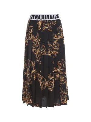 Versace Jeans Couture Baroque Print Pleated Midi Skirt