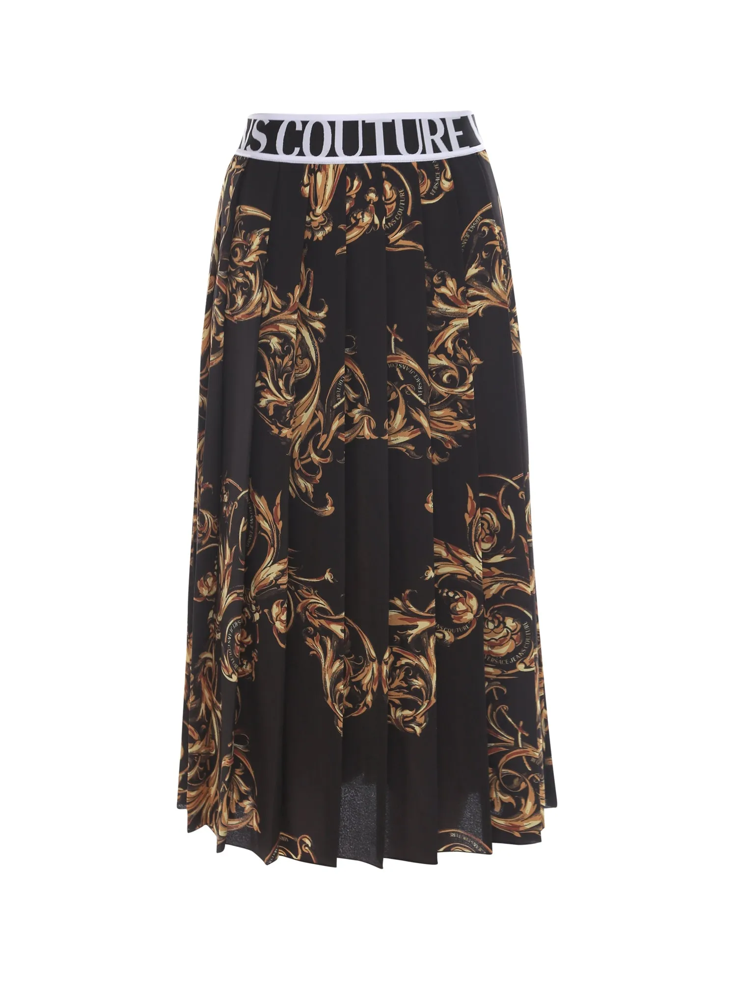 Versace Jeans Couture Baroque Print Pleated Midi Skirt