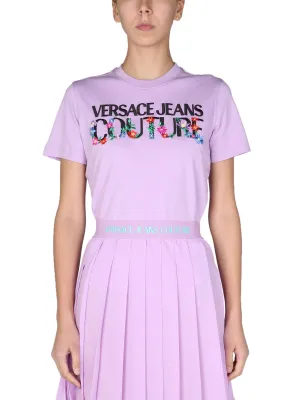 Versace Jeans Couture Embroidered Floral Logo T-Shirt