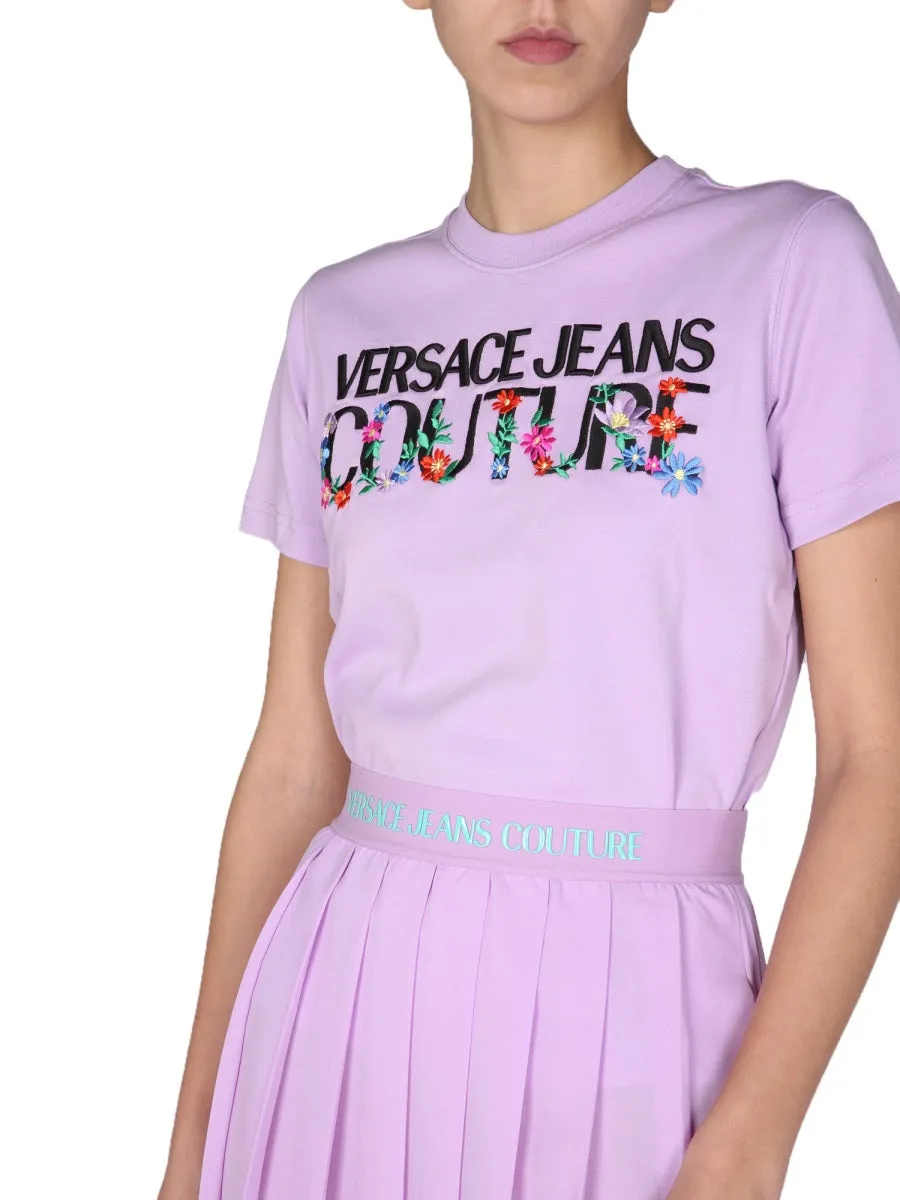 Versace Jeans Couture Embroidered Floral Logo T-Shirt