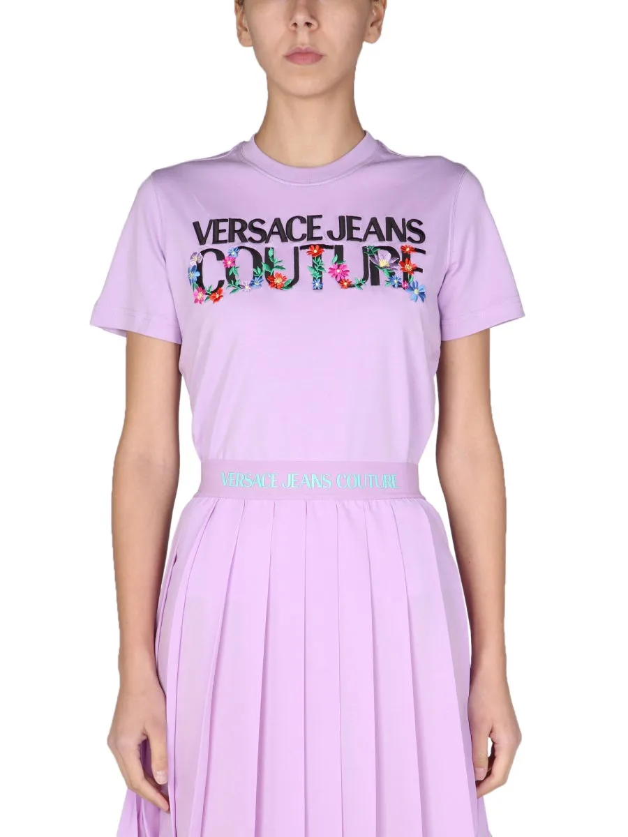 Versace Jeans Couture Embroidered Floral Logo T-Shirt
