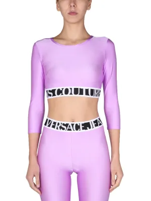 Versace Jeans Couture Logo Waistband Cropped Top