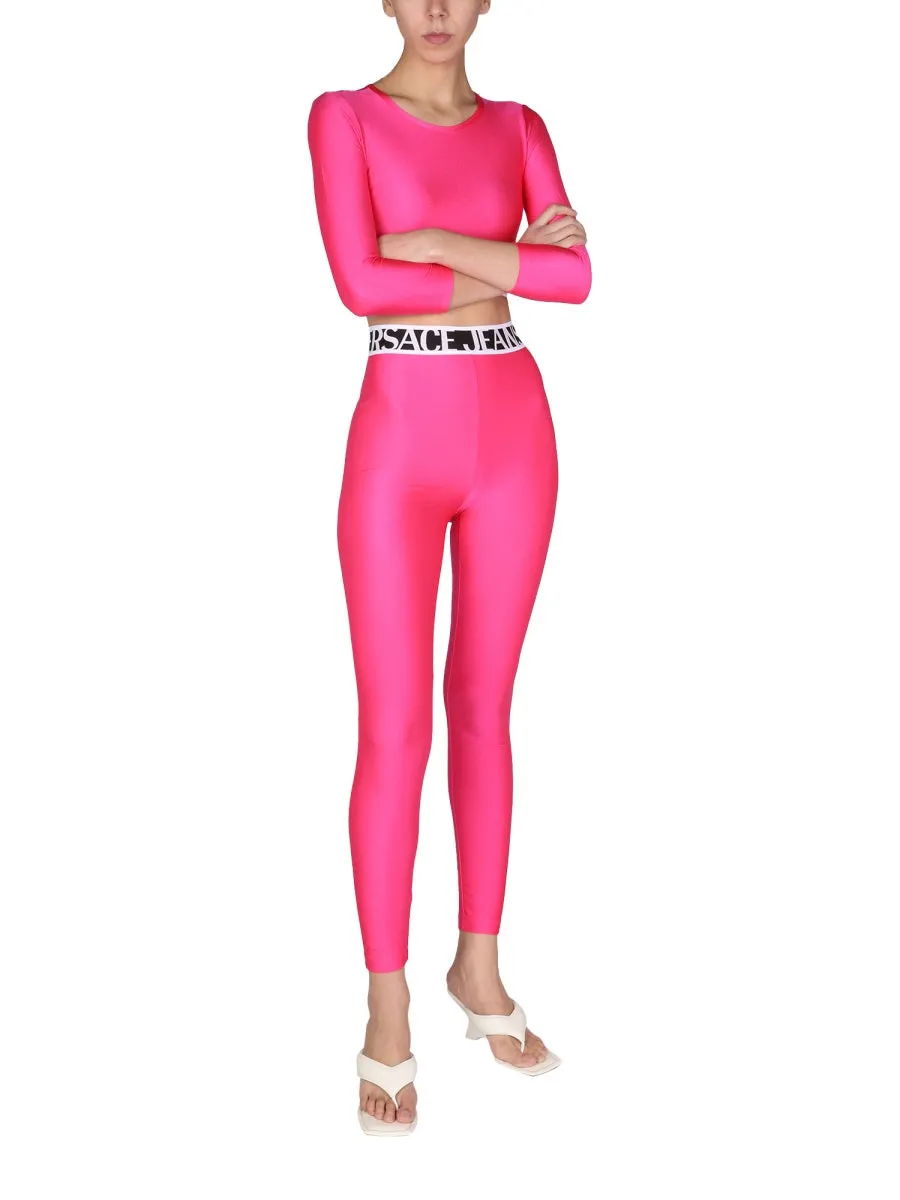 Versace Jeans Couture Logo Waistband Cropped Top