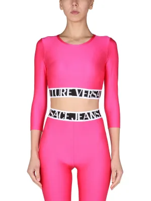 Versace Jeans Couture Logo Waistband Cropped Top