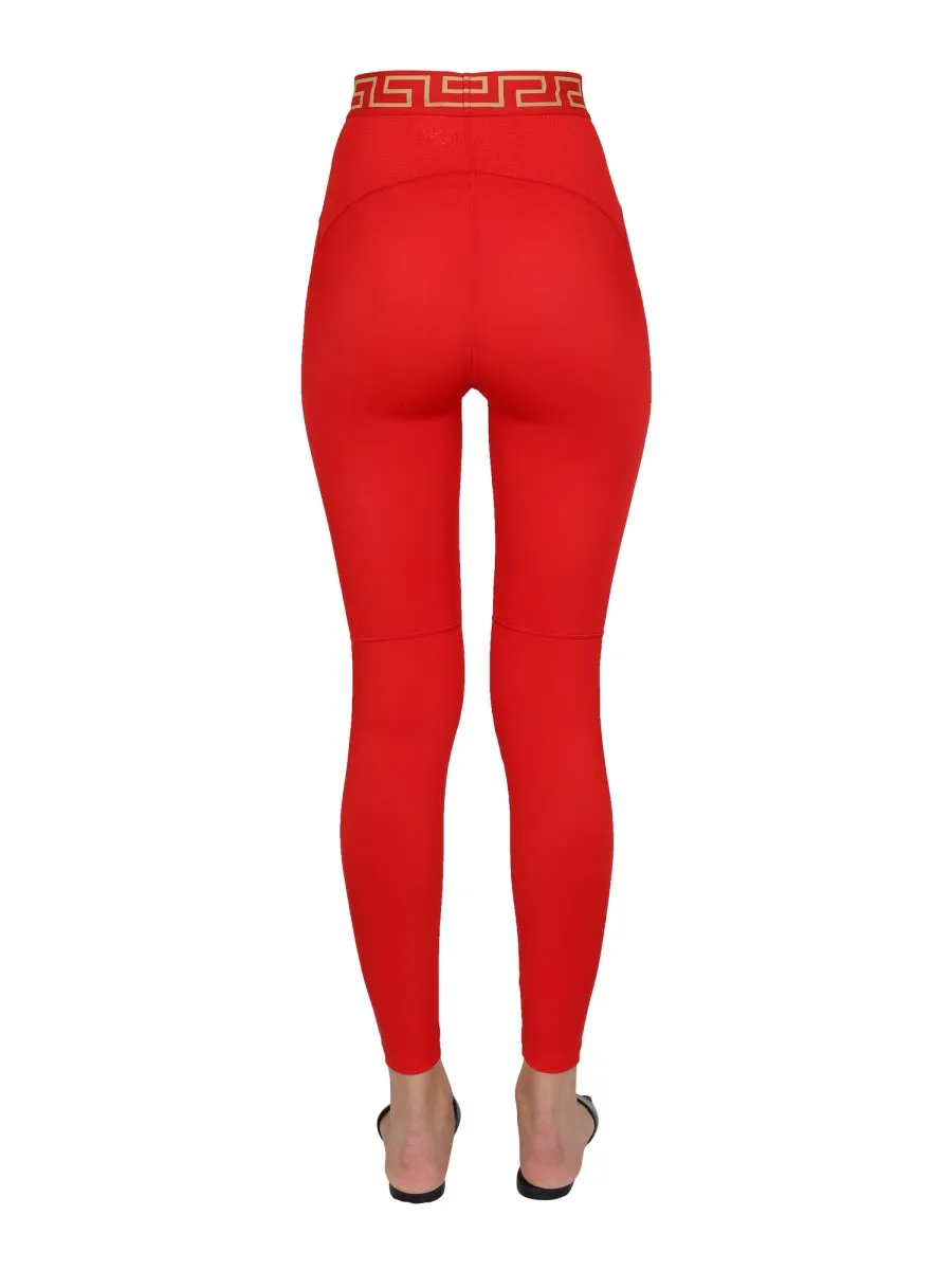 Versace Logo Detailed High Waist Leggings