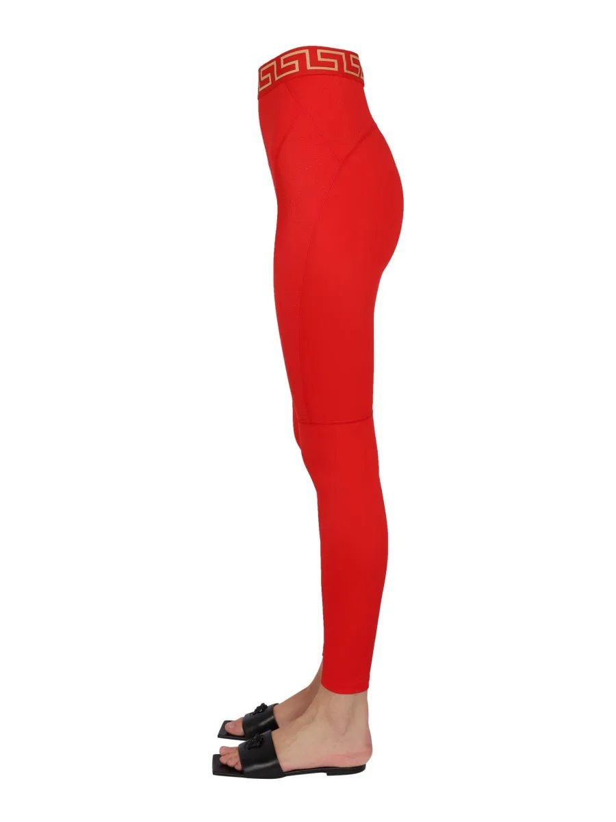 Versace Logo Detailed High Waist Leggings
