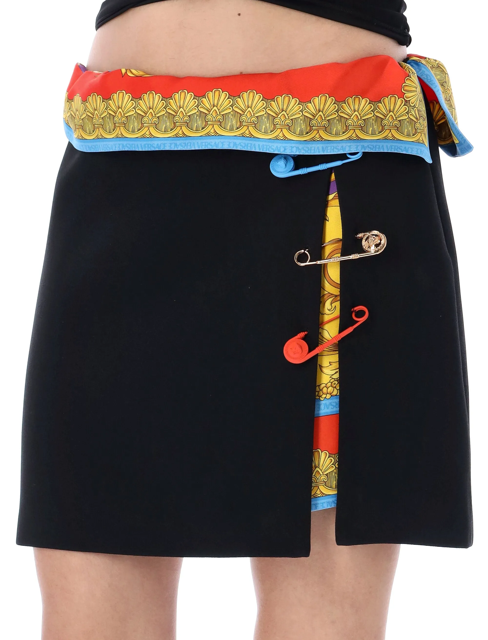 Versace Safety Pin Mid-Rise Mini Skirt