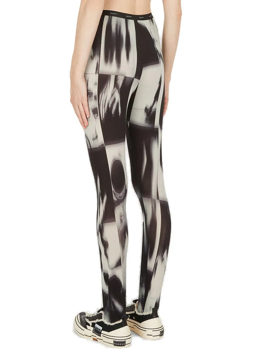 Yohji Yamamoto Graphic Printed Open-Front Leggings