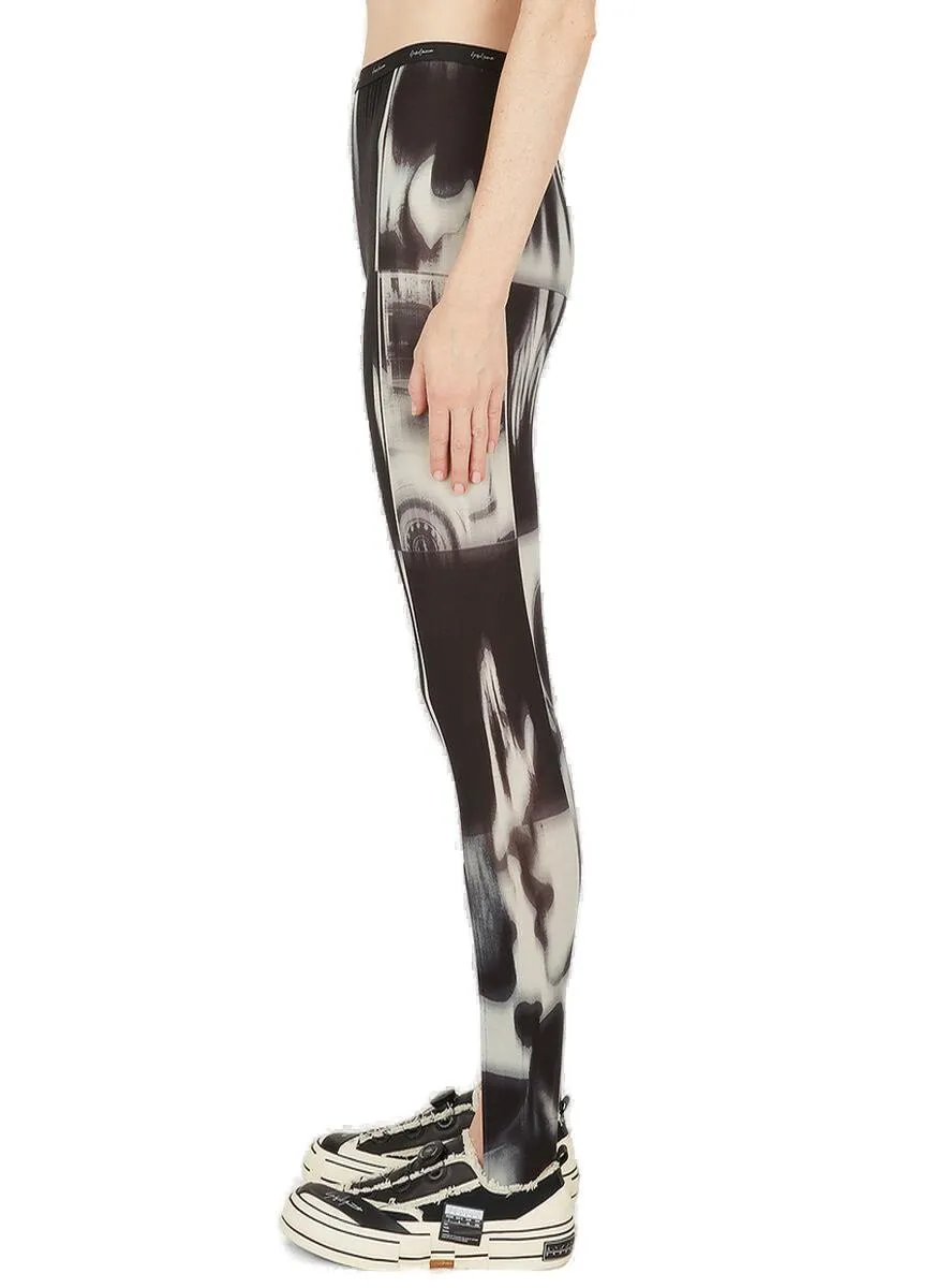 Yohji Yamamoto Graphic Printed Open-Front Leggings