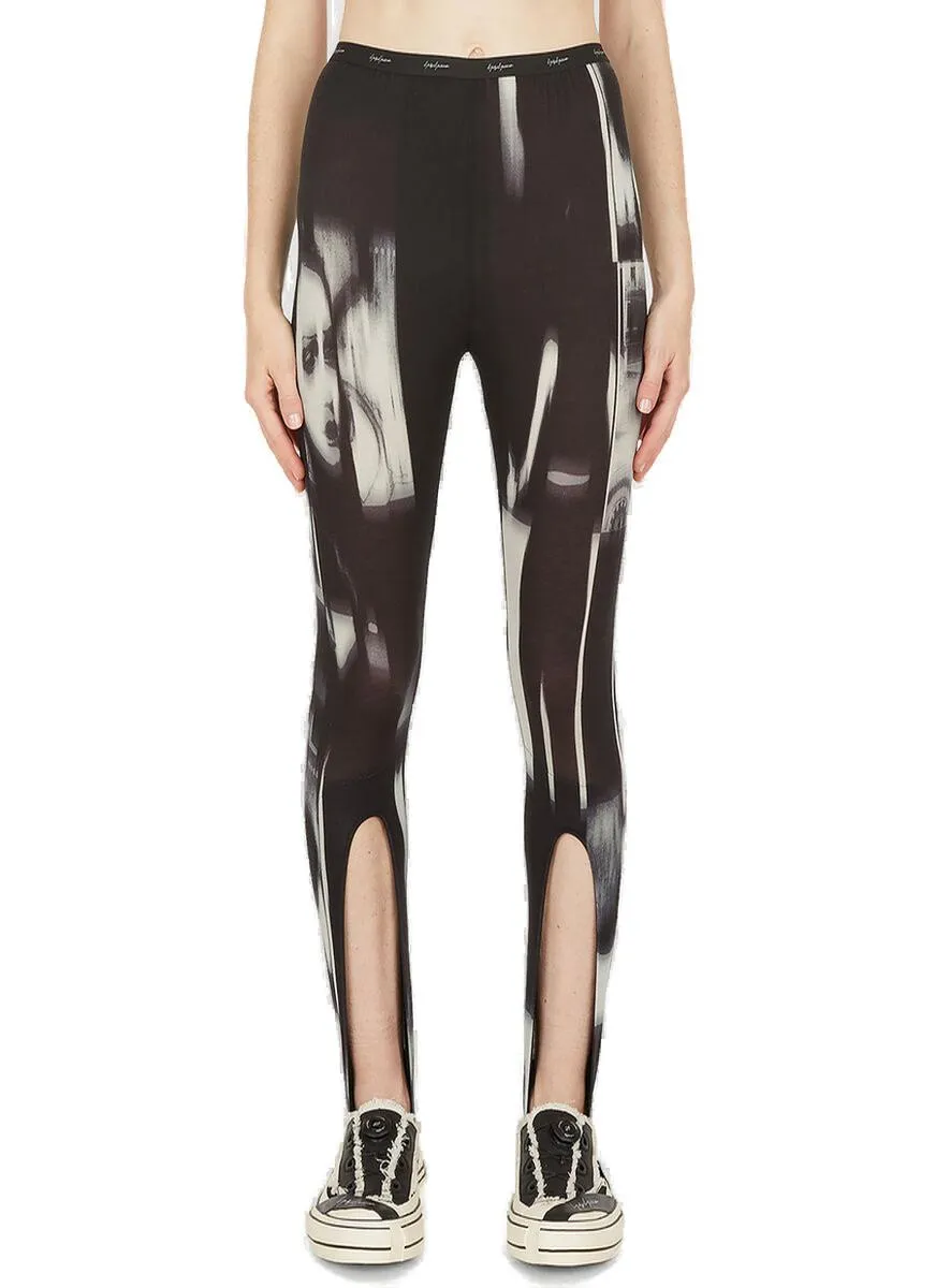 Yohji Yamamoto Graphic Printed Open-Front Leggings