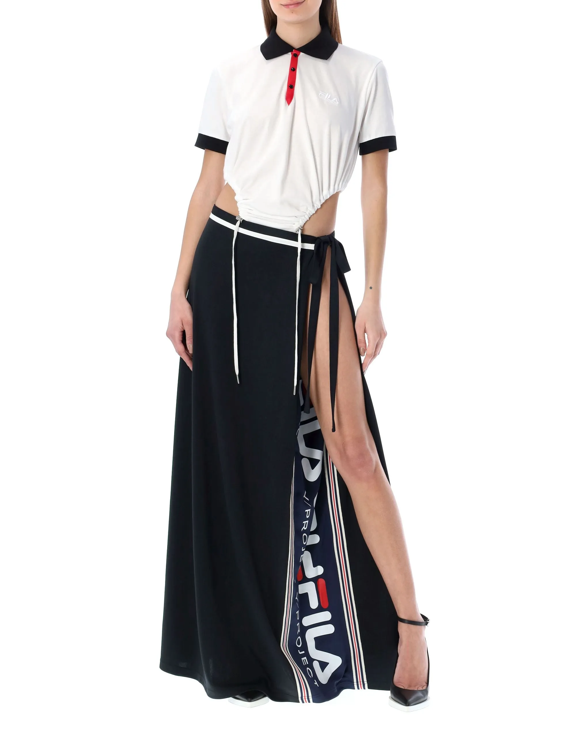 Y/Project X FILA High Waist Logo Printed Maxi Skirt