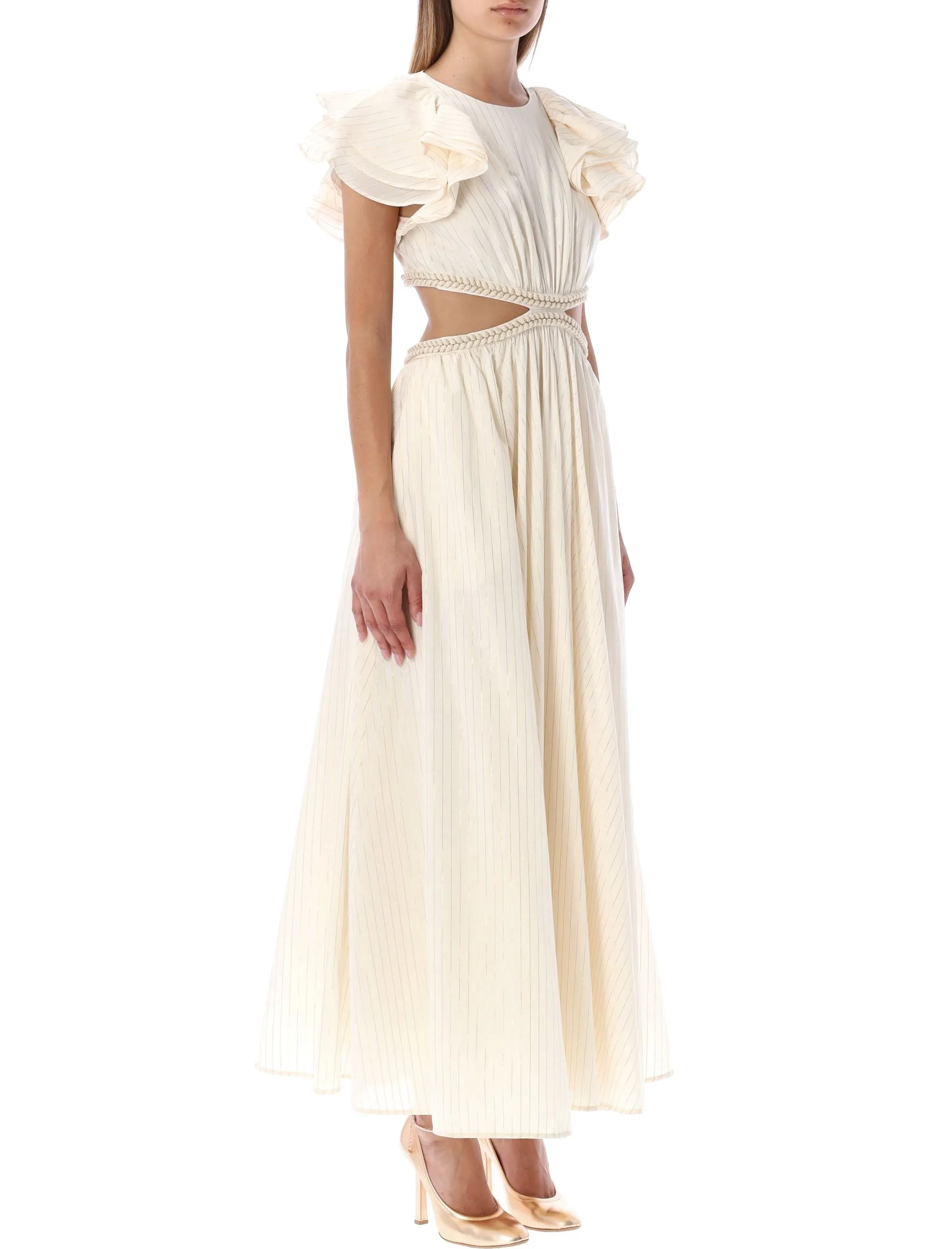 Zimmermann Anneke Cut Out Midi Ruffle Dress